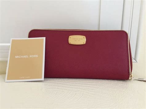 michael kors mercer leather continental wallet cherry|NWT .